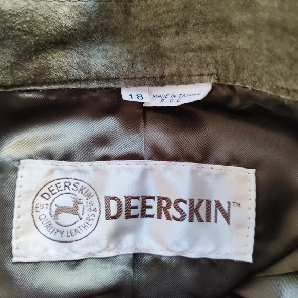 Vintage Deerskin Suede Skirt Set / Olive Green / Size 18 - Picture 3 of 11